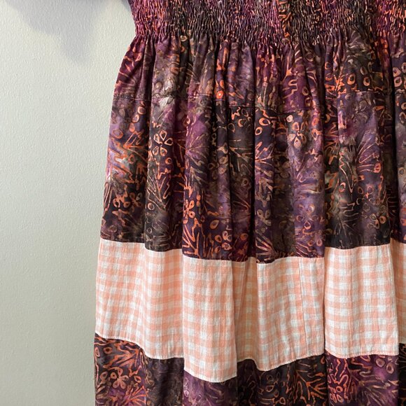 Handmade Plus Size Linen Cotton Batik Pink Multicolour Peasant Dress - Picture 10 of 16